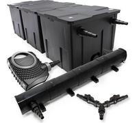 SunSun Kit complet: CBF-350C Filtre de bassin jusqu'à 90000 L Biologique, NEO10000 SuperECO pompe de filtration 10000l/h 80W, CUV-272 lampe uv UVC Clarificateur avec 72W, Y-distributeur
