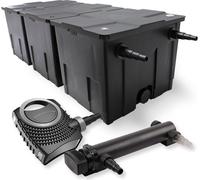 SunSun Kit complet: CBF-350C Filtre de bassin jusqu'à 90000 L Biologique, NEO7000 SuperEco pompe de filtration 7000l/h 50W, CUV-324 lampe uv UVC Clarificateur avec 24W
