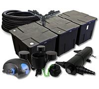 SunSun Kit complet: CBF-350C Filtre de bassin jusqu'à 90000 L, CTF-12000 pompe de filtration 12000l/h 100W, CUV-224 lampe uv 24W, 25m Tuyau 25 mm, CSP-250 Écumeur 2500l/h 45W, Y-distributeur