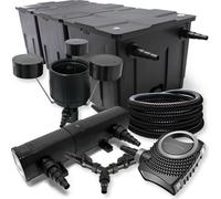 SunSun Kit complet: CBF-350C Filtre de bassin jusqu'à 90000 L, CTF-8000 pompe de filtration 8000l/h 70W, CUV-224 lampe uv 24W, 25m Tuyau 25 mm, CSP-250 Écumeur 2500l/h 45W, Y-distributeur