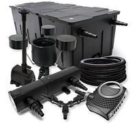 SunSun Kit complet: CBF-350C Filtre de bassin jusqu'à 90000 L, NEO10000 pompe 10000l/h 80W, CUV-224 lampe uv 24W, 25m Tuyau 25mm, CSP-250 Écumeur 2500l/h, HJ-943 fontaine 800l/h, Y-distributeur