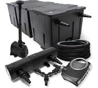 SunSun Kit complet: CBF-350C Filtre de bassin jusqu'à 90000 L, NEO10000 pompe de filtration 10000l/h 80W, CUV-224 lampe uv 24W, 25m Tuyau 25 mm, HJ-943 fontaine 800l/h 16W, Y-distributeur