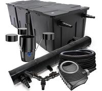 SunSun Kit complet: CBF-350C Filtre de bassin jusqu'à 90000 L, NEO10000 pompe de filtration 10000l/h 80W, CUV-272 lampe uv 72W, 25m Tuyau 25 mm, CSP-250 Écumeur 2500l/h 45W, Y-distributeur