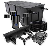 SunSun Kit complet: CBF-350C Filtre de bassin jusqu'à 90000 L, NEO10000 pompe de filtration 10000l/h 80W, CUV-236 lampe uv 36W, 25m Tuyau 25 mm, CSP-250 Écumeur 2500l/h 45W, Y-distributeur