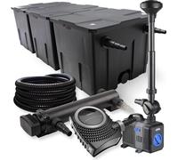 SunSun Kit complet: CBF-350C Filtre de bassin jusqu'à 90000 L, NEO10000 pompe de filtration 10000l/h 80W, CUV-336 lampe uv 36W, 25m Tuyau 25 mm, CTP-5003 fontaine 5000l/h 30W