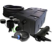 SunSun Kit complet: CBF-550 Filtre de bassin jusqu'à 60000 L Biologique, CTF-6000 pompe de filtration 6000l/h 40W, CUV-218 lampe uv 18W, 25m Tuyau 25 mm, CSP-250 Écumeur 2500l/h 45W