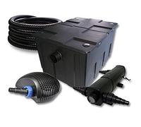 SunSun Kit Complet: CBF-550 Filtre de Bassin jusqu'à 60000 L Biologique, CTF-6000 SuperECO Pompe de Filtration 6000l/h 40W, CUV-224 Lampe UV UVC Clarificateur avec 24W, 25m Tuyau 25 mm