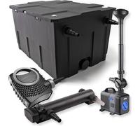 SunSun Kit complet: CBF-550 Filtre de bassin jusqu'à 60000 L Biologique, CTF-8000 pompe de filtration 8000l/h 70W, CUV-324 lampe uv UVC Clarificateur avec 24W, CTP-2803 Pompe pour fontaine 3000l/h 10W