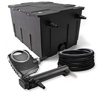 SunSun Kit complet: CBF-550 Filtre de bassin jusqu'à 60000 L Biologique, CTF-8000 SuperECO pompe de filtration 8000l/h 70W, CUV-318 lampe uv UVC Clarificateur avec 18W, 25m Tuyau 25 mm