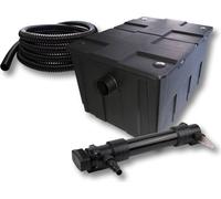 SunSun Kit complet: CBF-550 Filtre de bassin jusqu'à 60000 L Biologique, CUV-636 lampe uv UVC Clarificateur avec 36W, 5m Tuyau 25 mm (1")