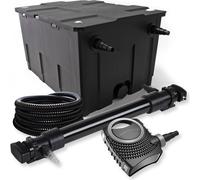 SunSun Kit complet: CBF-550 Filtre de bassin jusqu'à 60000 L Biologique, NEO10000 SuperECO pompe de filtration 10000l/h 80W, CUV-672 lampe uv UVC Clarificateur avec 72W, 25m Tuyau 25 mm