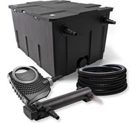 SunSun Kit complet: CBF-550 Filtre de bassin jusqu'à 60000 L Biologique, NEO7000 SuperEco pompe de filtration 7000l/h 50W, CUV-318 lampe uv UVC Clarificateur avec 18W, 25m Tuyau 25 mm (1")