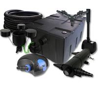 SunSun Kit complet: CBF-550 Filtre de bassin jusqu'à 60000 L, CTF-12000 pompe 12000l/h 100W, CUV-224 lampe uv 24W, 25m Tuyau 25mm, CSP-250 Écumeur 2500l/h, HJ-943 fontaine 800l/h, Y-distributeur