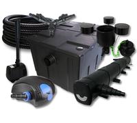 SunSun Kit complet: CBF-550 Filtre de bassin jusqu'à 60000 L, CTF-12000 pompe 12000l/h 100W, CUV-272 lampe uv 72W, 25m Tuyau 25mm, CSP-250 Écumeur 2500l/h, HJ-943 fontaine 800l/h, Y-distributeur
