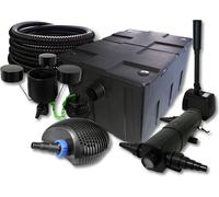 SunSun Kit complet: CBF-550 Filtre de bassin jusqu'à 60000 L, CTF-6000 pompe de filtration 6000l/h 40W, CUV-218 lampe uv 18W, 25m Tuyau 25 mm, CSP-250 Écumeur 2500l/h 45W, HJ-943 fontaine 800l/h 16W