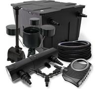SunSun Kit complet: CBF-550 Filtre de bassin jusqu'à 60000 L, CTF-8000 pompe 8000l/h 70W, CUV-236 lampe uv 36W, 25m Tuyau 25mm, CSP-250 Écumeur 2500l/h, HJ-943 fontaine 800l/h, Y-distributeur