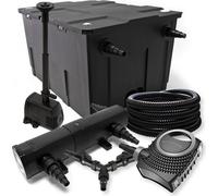 SunSun Kit complet: CBF-550 Filtre de bassin jusqu'à 60000 L, CTF-8000 pompe de filtration 8000l/h 70W, CUV-224 lampe uv 24W, 25m Tuyau 25 mm, HJ-943 fontaine 800l/h 16W, Y-distributeur