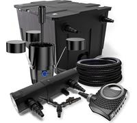 SunSun Kit complet: CBF-550 Filtre de bassin jusqu'à 60000 L, CTF-8000 pompe de filtration 8000l/h 70W, CUV-224 lampe uv 24W, 25m Tuyau 25 mm, CSP-250 Écumeur 2500l/h 45W, Y-distributeur