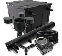 SunSun Kit complet: CBF-550 Filtre de bassin jusqu'à 60000 L, NEO10000 pompe de filtration 10000l/h 80W, CUV-272 lampe uv 72W, 25m Tuyau 25 mm, CSP-250 Écumeur 2500l/h 45W, Y-distributeur