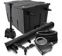 SunSun Kit complet: CBF-550 Filtre de bassin jusqu'à 60000 L, NEO10000 pompe de filtration 10000l/h 80W, CUV-272 lampe uv 72W, 25m Tuyau 25 mm, HJ-943 fontaine 800l/h 16W, Y-distributeur