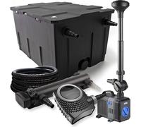 SunSun Kit complet: CBF-550 Filtre de bassin jusqu'à 60000 L, NEO10000 pompe de filtration 10000l/h 80W, CUV-336 lampe uv 36W, 25m Tuyau 25 mm, CTP-5003 fontaine 5000l/h 30W