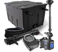 SunSun Kit complet: CBF-550 Filtre de bassin jusqu'à 60000 L, NEO10000 pompe de filtration 10000l/h 80W, CUV-636 lampe uv 36W, 25m Tuyau 25 mm, CTP-5003 fontaine 5000l/h 30W