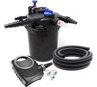 SunSun Kit complet: CPF-10000 Filtre de bassin à pression jusqu’à 10000 L avec 11 Watt lampe uv, NEO3800 SuperEco pompe 3600l/h 20W, 5m Tuyau 38 mm (1 1/2"), collier de serrage W1 44-47mm