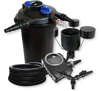 SunSun Kit complet: CPF-15000 Filtre de bassin à pression jusqu’à 30000 L avec 18 Watt lampe uv, NEO10000 pompe 10000l/h 80W, 25m Tuyau 25 mm (1"), CSP-250 Écumeur 2500l/h 45W, Y-distributeur