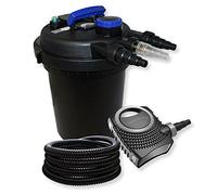 SunSun Kit complet: CPF-180 Filtre de bassin à pression jusqu’à 6000 L avec 11 Watt UV-C lampe uv, CTF-8000 SuperECO pompe de filtration 8000l/h 70W, 25m Tuyau 25 mm (1")