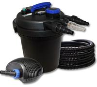 SunSun Kit complet: CPF-250 Filtre de bassin à pression jusqu’à 10000 L avec 11W lampe uv, CTF-6000 SuperECO pompe de filtration 6000l/h 40W, 25m Tuyau 25 mm (1")