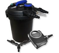 SunSun Kit complet: CPF-250 Filtre de bassin à pression jusqu’à 10000 L avec 11W lampe uv, NEO10000 SuperECO pompe de filtration 10000l/h 80W, Y-distributeur