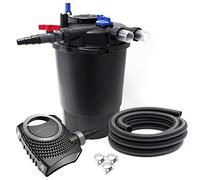 SunSun Kit complet: CPF-30000 Filtre de bassin à pression jusqu’à 12000 L avec 55 Watt lampe uv, NEO12000 SuperECO pompe 12000l/h 100W, 10m Tuyau 38 mm (1 1/2"), collier de serrage W1 44-47mm