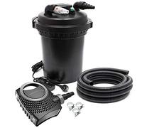 SunSun Kit complet: CPF-500 Filtre de bassin à pression jusqu’à 30000 L avec 18 Watt lampe uv, NEO3800 SuperEco pompe 3600l/h 20W, 5m Tuyau 38 mm (1 1/2"), collier de serrage W1 44-47mm