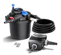 SunSun Kit complet: CPF-5000 Filtre de bassin à pression jusqu’à 9000 L avec 11 Watt lampe uv, NEO-2800 SuperECO pompe 3000l/h 10W, 5m Tuyau 38 mm (1 1/2"), collier de serrage W1 44-47mm