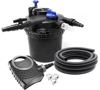 SunSun Kit complet: CPF-5000 Filtre de bassin à pression jusqu’à 9000 L avec 11 Watt lampe uv, NEO6000 SuperEco pompe 6000l/h 40W, 5m Tuyau 38 mm (1 1/2"), collier de serrage W1 44-47mm