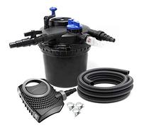 SunSun Kit complet: CPF-5000 Filtre de bassin à pression jusqu’à 9000 L avec 11 Watt lampe uv, NEO8000 SuperEco pompe 8000l/h 70W, 10m Tuyau 38 mm (1 1/2"), collier de serrage W1 44-47mm