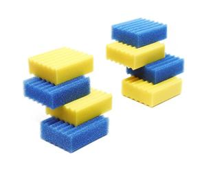 SunSun Lot Complet de 8 éponges filtrantes pour Filtre Biologique CBF-350B et CBF-550-4 Jaunes, 4 Bleues - Pièce détachée Mousse de Filtration - Matériaux filtrants pour Bassin Piscine Eau