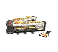 SUNTEC Raclette RAC-7079 Flex8 stone/stone [pour 8 personnes, pierre naturelle, l'appareil replie/déplie (rotation à 180°) grâce à la structure articulée innovante, max. 1400 watt]