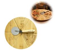 SUNUCO Assiette à pizza en bois personnalisée 30 x 30 x 1 cm avec roulette à pizza, planche de service en bois robuste. Cadeau personnalisé pour mariage, anniversaire, fiançailles ou soirées à pizza