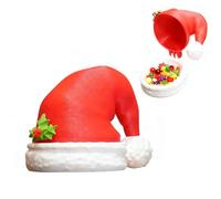 SUNUCO Bol à bonbons avec couvercle pour chapeau de Noël, bol à bonbons de Noël, support festif en forme de chapeau de Père Noël pour décoration de vacances, fêtes et cadeaux
