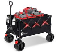 SUNULA 200KG Bollerwagen Pliable Pneus larges Chariot de transport avec porte-boisson, Noir