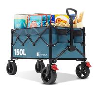 SUNULA Chariot Pliable de Plage 120KG Transport Repliable 4 Faces, poignée à déclic & Roues Tout-Terrain Freins 150L, Vert