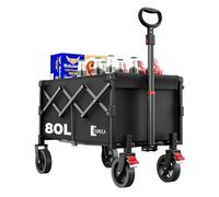 SUNULA Chariot Pliable Petit 80L 100KG, Chariot Pliable avec Poids réduit, Chariot Tout-Terrain avec Freins, Noir