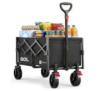 SUNULA Chariot Pliable Petit 80L 100KG, Chariot Pliable avec Poids réduit, Chariot Tout-Terrain avec Freins, Noir