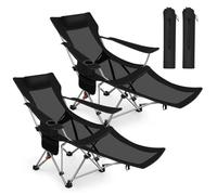 SUNULA Lot de 2 chaises de camping Chaise de camping pliante avec repose-jambes, chaise pliante avec fonction de couchage, noir