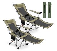 SUNULA Lot de 2 chaises de camping Chaise de camping pliante avec repose-jambes, chaise pliante avec fonction de couchage, vert olive