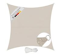 Sunula Voile d'ombrage Carré 3x3m Imperméable - PES 160g/m², avec Anneaux Acier Inoxydable, Scellement des Coutures et Protection UV Jusqu’à 95%, pour Balcon Terrasse Jardin, Taupe