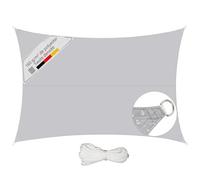 Sunula Voile d'ombrage Rectangulaire 3x4m Imperméable - PES 160g/m², avec Anneaux Acier Inoxydable, Scellement des Coutures et Protection UV Jusqu’à 95%, pour Balcon Terrasse Jardin, Gris Clair