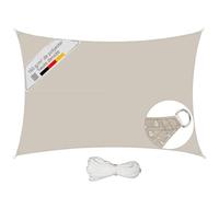 Sunula Voile d'ombrage Rectangulaire 3x5m Imperméable - PES 160g/m², avec Anneaux Acier Inoxydable, Scellement des Coutures et Protection UV Jusqu’à 95%, pour Balcon Terrasse Jardin, Taupe