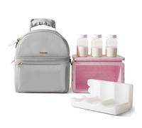 SUNVENO Sac isotherme pour lait maternel avec boîte isolante amovible, sac à déjeuner à double étage, gris